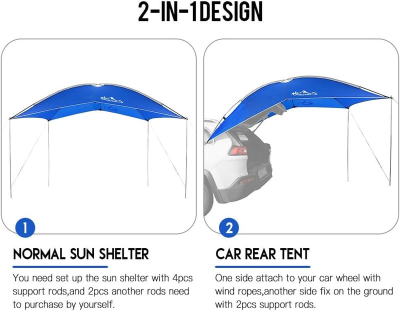 Fawoonu Waterproof Car Rear Tent Camping Shelter Outdoor Car Tent Beach Sun Shelter Awning Shelter - Image 4