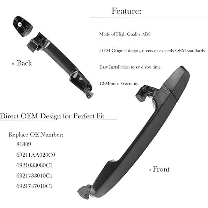 ريحني مقبض باب خلفي خارجي من كوبارت للسائق متوافق مع كامري 20032013 كورولا مات 20032008 ريكس موديلات 2002 2003 2004 2005 2006 بدون فتحة مفتاح - Image 2