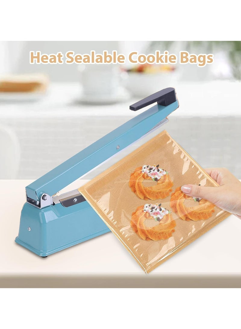 Oasisgalore 100-Pack 7x7.5 Inches Heat Sealable Cookie Bags with Window, Brown Kraft Paper, Greaseproof  - Image 4