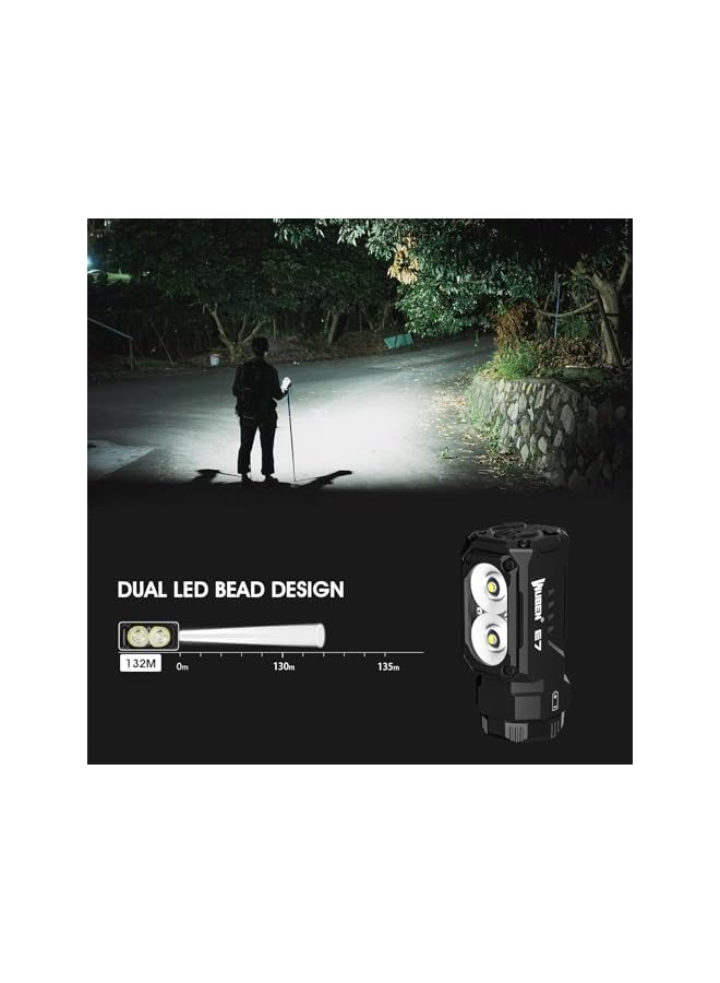 WUBEN E7 1800 Lumen Rechargeable Mini Flashlight with Magnet - Super Bright 6 Modes EDC Flashlight, Typ-C Rechargeable LED; IP68 Pocket Flashlight for Headlamp Use, Rescue, Camping - Image 4