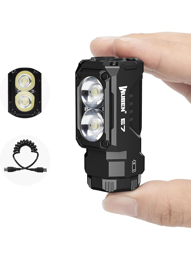 WUBEN E7 1800 Lumen Rechargeable Mini Flashlight with Magnet - Super Bright 6 Modes EDC Flashlight, Typ-C Rechargeable LED; IP68 Pocket Flashlight for Headlamp Use, Rescue, Camping - Image 1