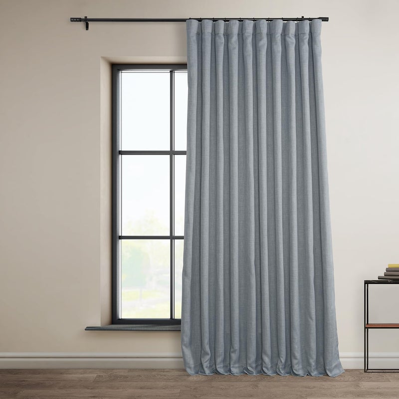 HPD Half Price Drapes HPD Half Price Drapes  Faux Linen Curtains for Living Room 1 Panel  100W X 120L  Extra Wide Textured Room Darkening Curtains for Bedroom 120 Inches Long  Drapes for Home Decor Heather Grey 