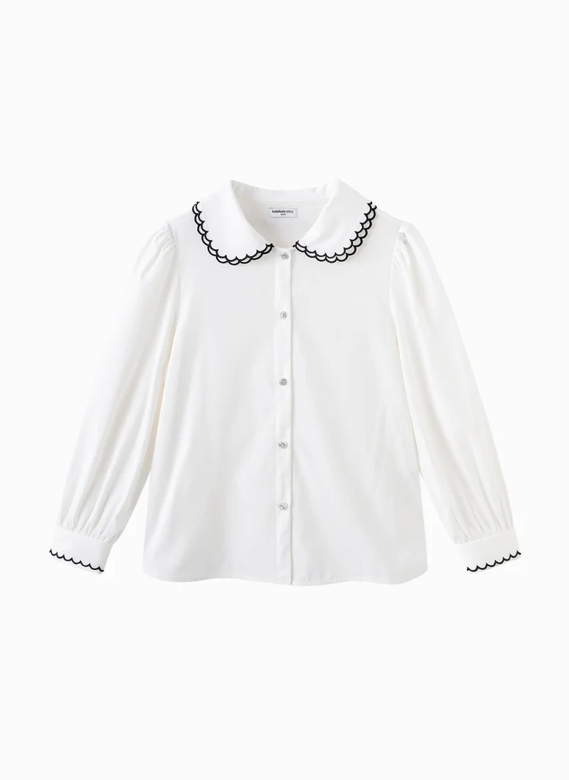 Balabala Kids Girls Single color long sleeve shirt