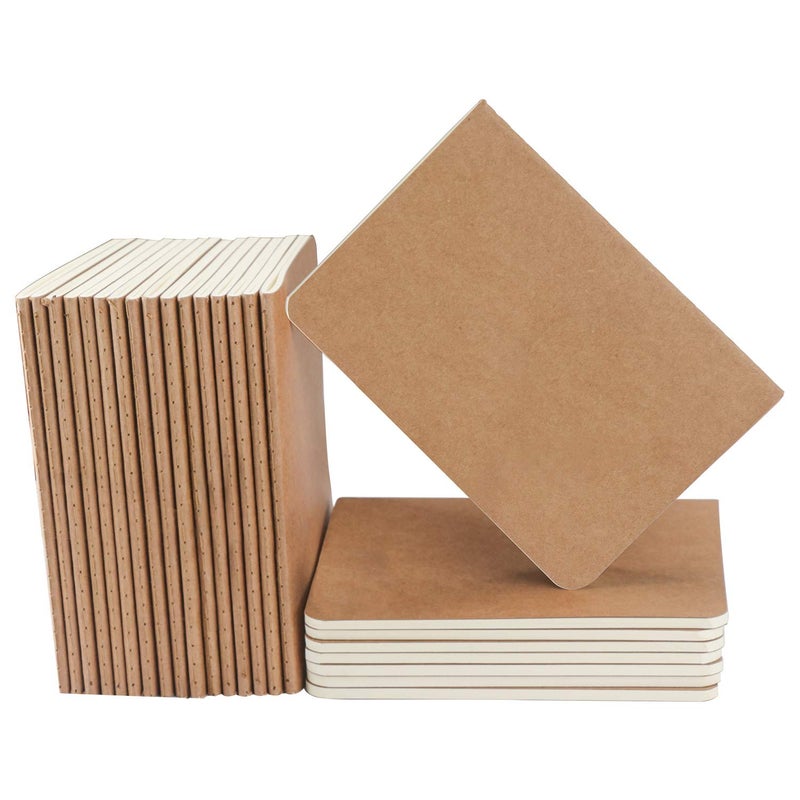 EUSOAR Blank Memo Scratch Pads 24 Pack A6 39 x 55 60 Pages Softcover Kraft Notebook Mini Notebook Unlined Travel Journal Notepad Set Bulk Office Writing Diary Subject Notebooks