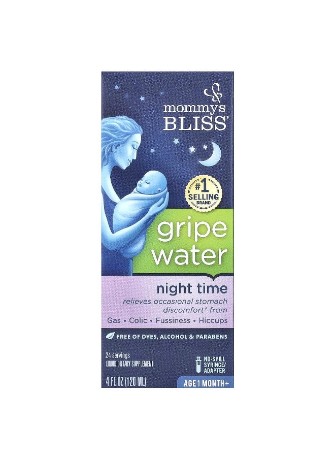 Mommy's Bliss Mommy's Bliss, Night Time, Gripe Water, 1 Month+, 4 fl oz (120 ml)  - Image 1