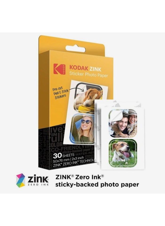 Kodak Kodak 2 x 3 inch Premium Zink Pre-Cut Sticker Photo Paper Sheets (30 Pack)  - Image 2