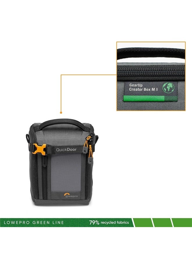 Lowepro GearUp Creator Box Medium II, Mirrorless and DSLR Camera Bag, Camera Case with QuickDoor Access, Made with Recycled Fabric, Orange Padded Interior Dividers, Grey - Image 2