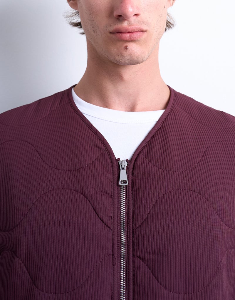 TOPMAN Square Quilted Gilet In Burgundy - Image 4