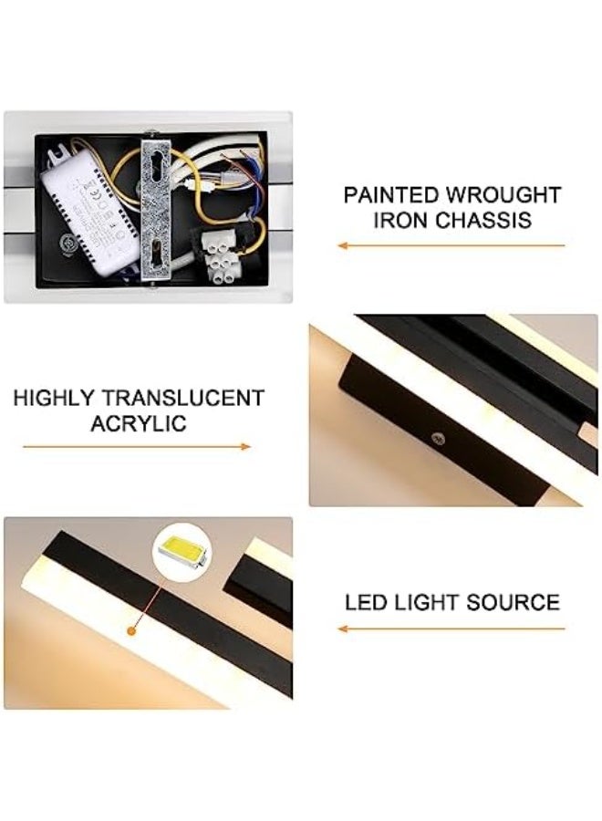 مصباح حائط داخلي LED، مصباح حائط حديث 16 وات، 3 درجات حرارة ألوان، مصباح حائط LED أسود لغرفة النوم، غرفة المعيشة، الممر، السلالم، غرفة الطعام - Image 5