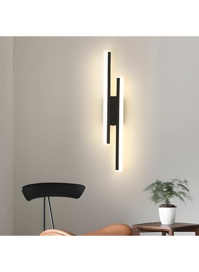 مصباح حائط داخلي LED، مصباح حائط حديث 16 وات، 3 درجات حرارة ألوان، مصباح حائط LED أسود لغرفة النوم، غرفة المعيشة، الممر، السلالم، غرفة الطعام - Image 1