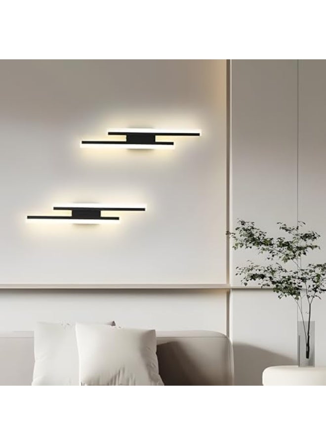 مصباح حائط داخلي LED، مصباح حائط حديث 16 وات، 3 درجات حرارة ألوان، مصباح حائط LED أسود لغرفة النوم، غرفة المعيشة، الممر، السلالم، غرفة الطعام - Image 2