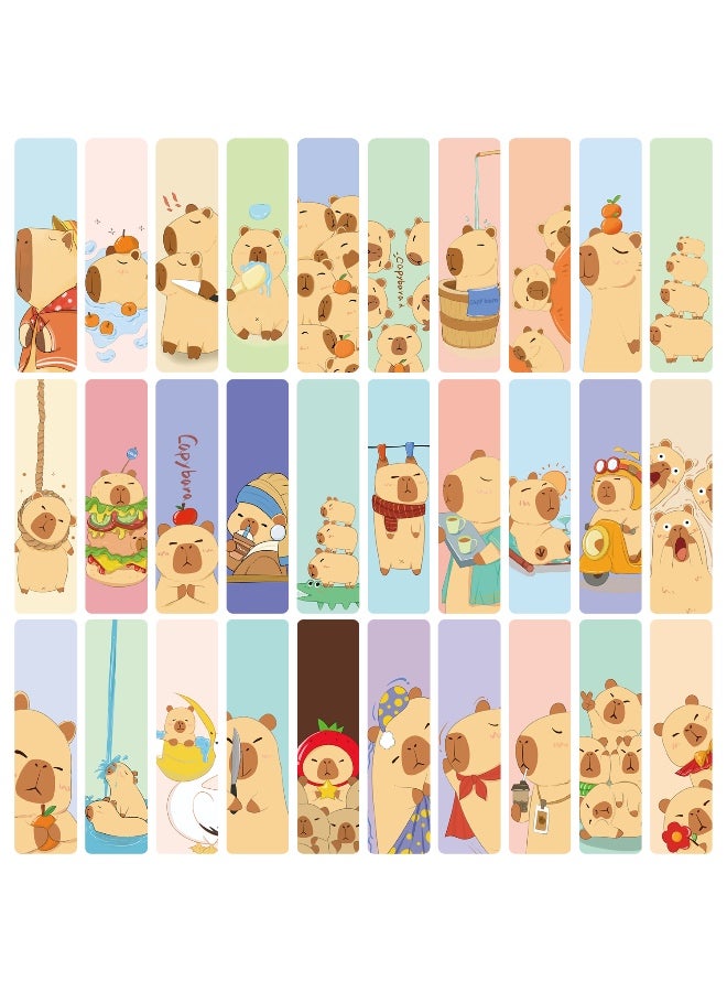 30 قطعة من علامات مرجعية على شكل كابيبارا للأطفال، علامات مرجعية مضحكة، علامات مرجعية لطيفة على شكل كابيبارا للمدرسة والمكتب والطلاب والمراهقين وعشاق قراءة الكتب، هدايا الفصل الدراسي - Image 1