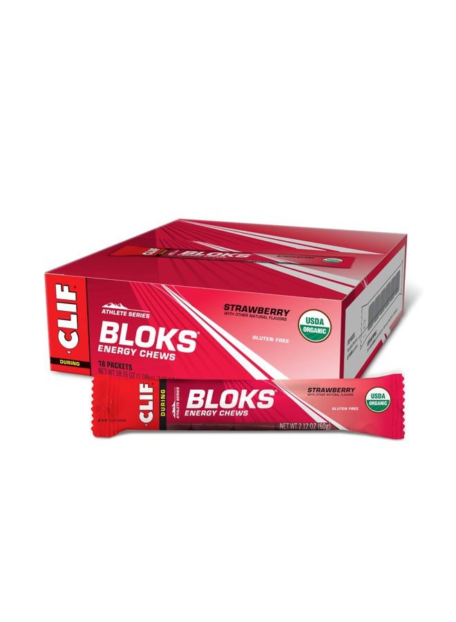 Clif Bar كلف بلوكس - مضغوطات الطاقة - نكهة الفراولة - (عبوة 2.1 أونصة، 18 قطعة) - Image 1