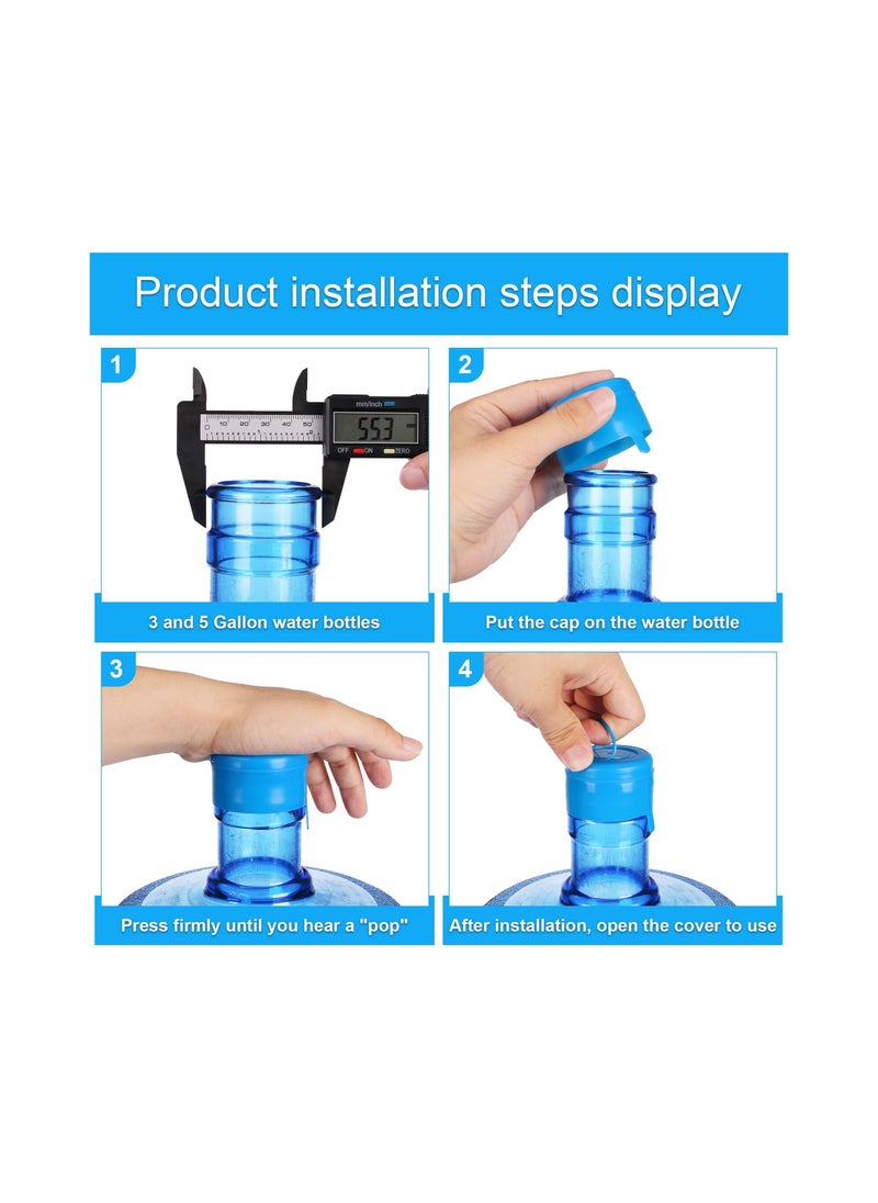 NIBEMINENT - Water Bottle Caps, 55mm 3 & 5 Gallon Jug, Replacement Snap-On Cap Anti Splash Peel Non-Spill (10pcs) - Image 1