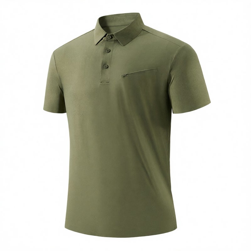 Men's Ice Silk Polo Shirt Short Sleeve Crew Neck Top