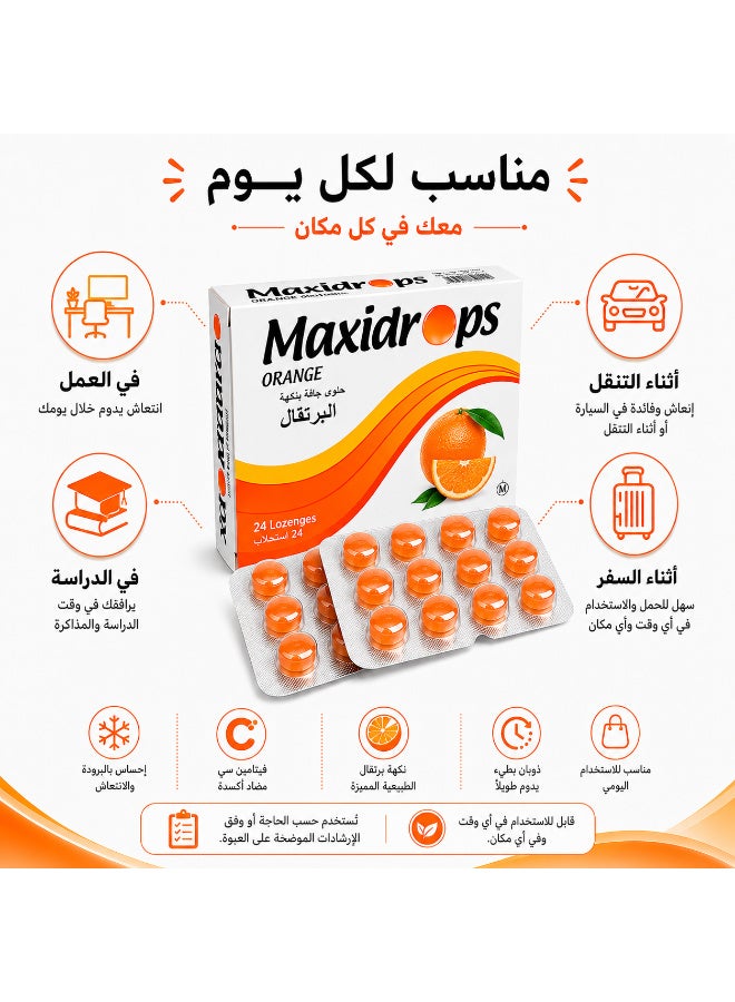 Maxidrops Orange Lozenges, 24 Lozenges | Vitamin C, Menthol, Orange Oil, Peppermint Oil, Clove Oil & Thyme Oil | Refreshing Sensation for the Throat - Image 5