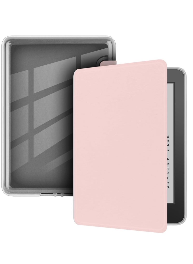 Case for 6.8" Kindle Paperwhite (11th Generation-2021 Release), Ultra Clear Soft Flexible Transparent TPU Back Cover with Auto Sleep/Wake for Kindle Paperwhite (Model NO. M2L3EK) (Pink) - Image 1