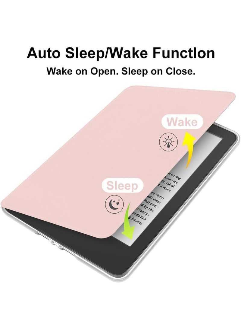 Case for 6.8" Kindle Paperwhite (11th Generation-2021 Release), Ultra Clear Soft Flexible Transparent TPU Back Cover with Auto Sleep/Wake for Kindle Paperwhite (Model NO. M2L3EK) (Pink) - Image 4