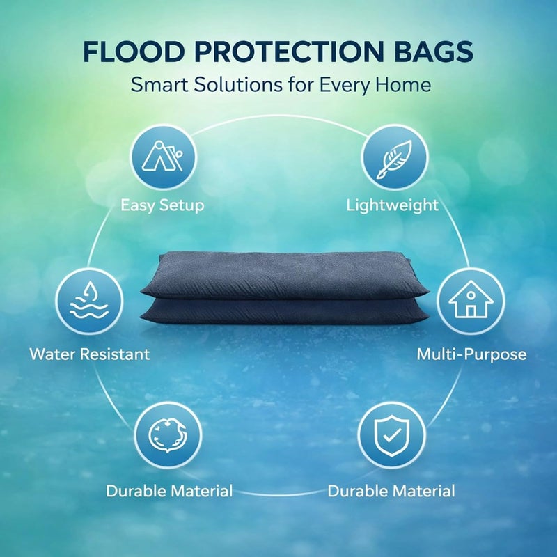 Sandless Sand Bags Flood Water Barriers, 10PCS Polyester 9.8x19.7in with Drawstring - Reusable Waterproof Lining, Durable Flood Prevention for Basement and Garage (Grey) - Image 4