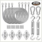 ColourTree Square & Rectangle Sun Shade Sail Canopy Awning Installation 24 PC Hardware Kits, 48 Ft (12 Ft x 4) Cable - Image 1
