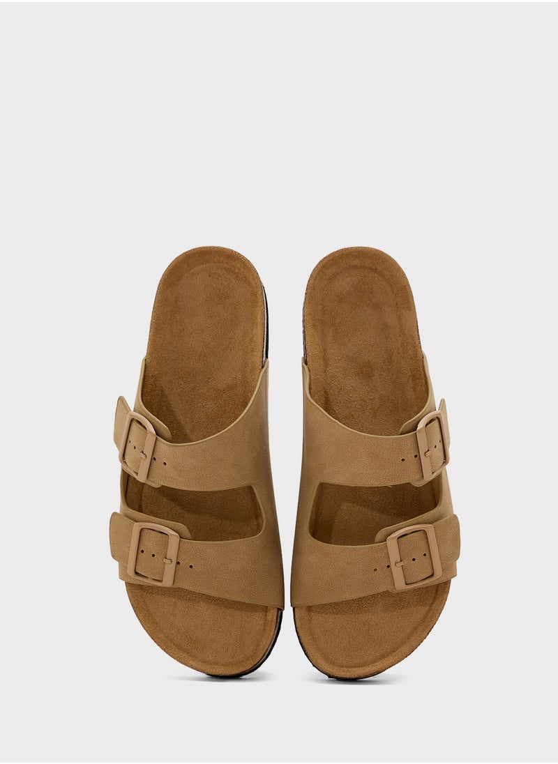 Truffle - Comfy Footbed Double Strap Flat Sandal - Image 1