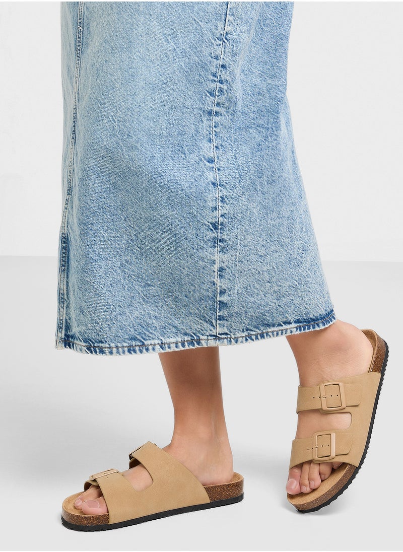Truffle - Comfy Footbed Double Strap Flat Sandal - Image 1