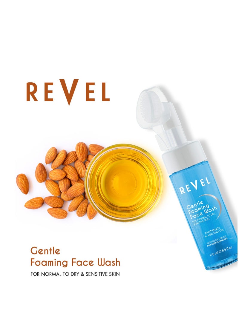 Revel Revel Beauty Skin Care Gentle Foaming Face Wash 175ml, for normal to dry, sensitive skin, Built In Brush, Deep Cleansing, Pentanol + Almond Oil, Washes  - Image 3