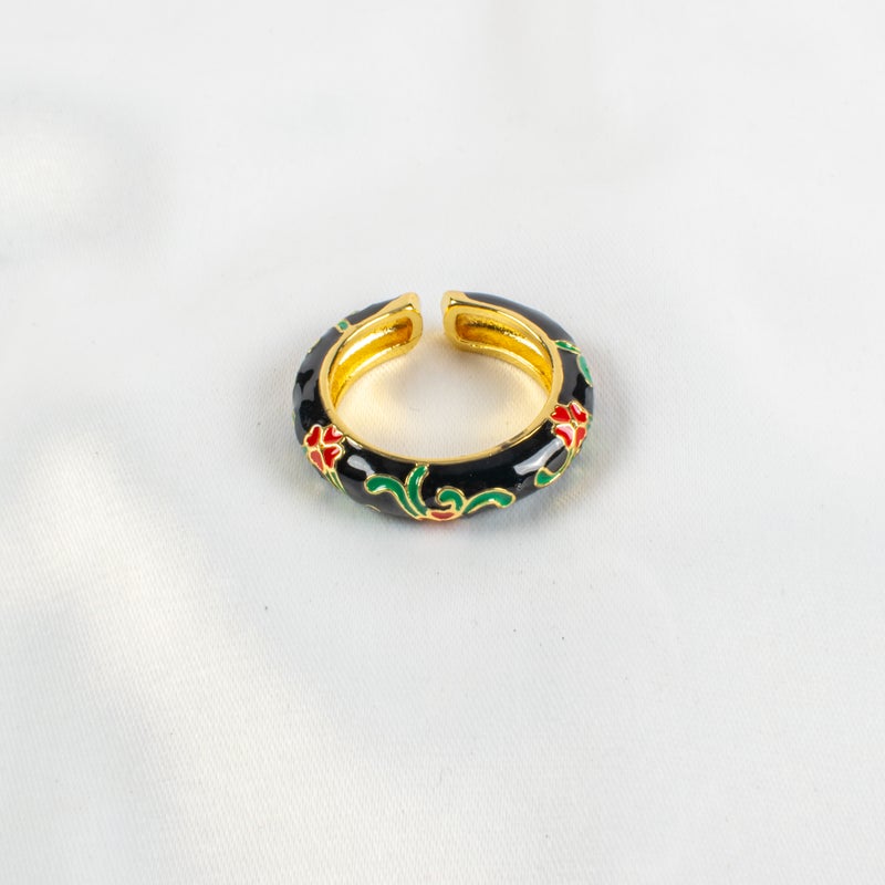 خاتم جولد بليتد أسود فري سايز - Image 2