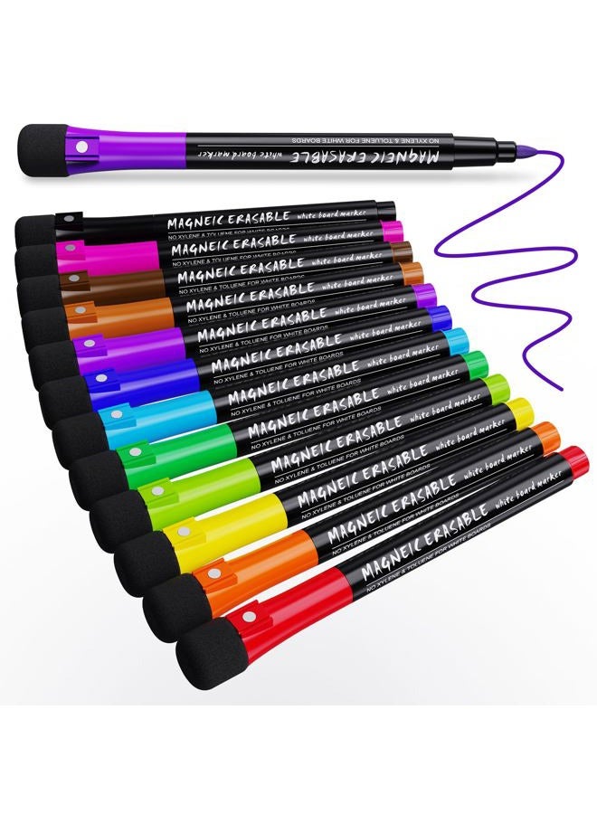 JR.WHITE Magnetic Dry Erase Markers Fine Point Tip, 12 Count Colorful White Board Markers Dry Erase Marker with Eraser Cap, Low Odor Thin Marking for Teachers, Calendar Boards, Office, School Supplies - Image 1