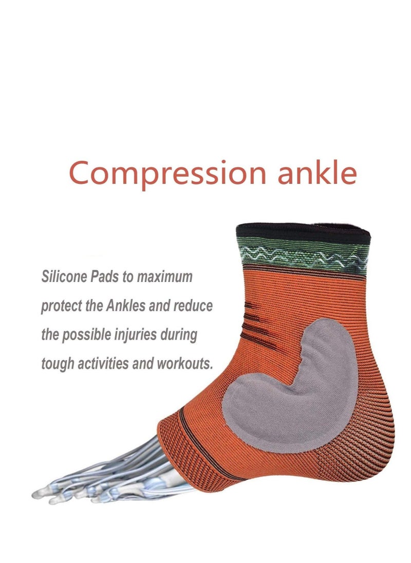 Y&D - Silicone Ankle Support Sleeve Copper Infused Brace Effective Relief for Chronic Tendonitis Plantar Fasciitis Achilles Tendon Pain Prevent Injuries 1Pair Large - Image 1