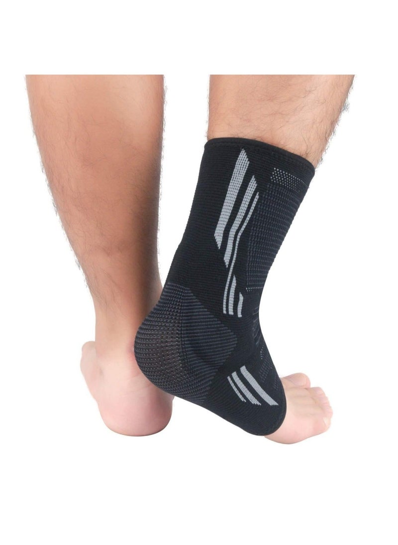 Y&D - Silicone Ankle Support Sleeve Copper Infused Brace Effective Relief for Chronic Tendonitis Plantar Fasciitis Achilles Tendon Pain Prevent Injuries 1Pair Large - Image 1