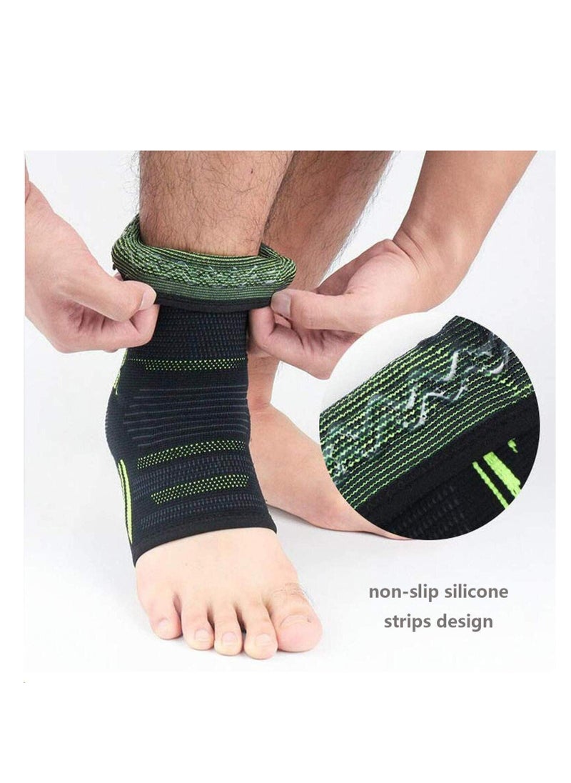 Y&D - Silicone Ankle Support Sleeve Copper Infused Brace Effective Relief for Chronic Tendonitis Plantar Fasciitis Achilles Tendon Pain Prevent Injuries 1Pair Large - Image 1