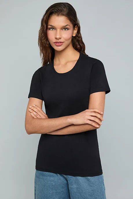 أر أند بي Solid T-Shirt With Crew Neck and Short Sleeves