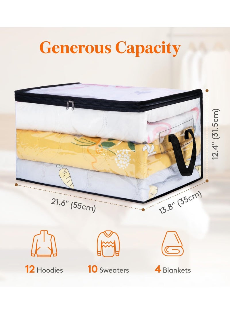 Clear Clothes Storage Bags, 60L Plastic Blanket Vinyl Foldable Moving Bags with Zipper, Closet Organizers and Storage Containers for Bedding, Duvet, Pillow - Image 1