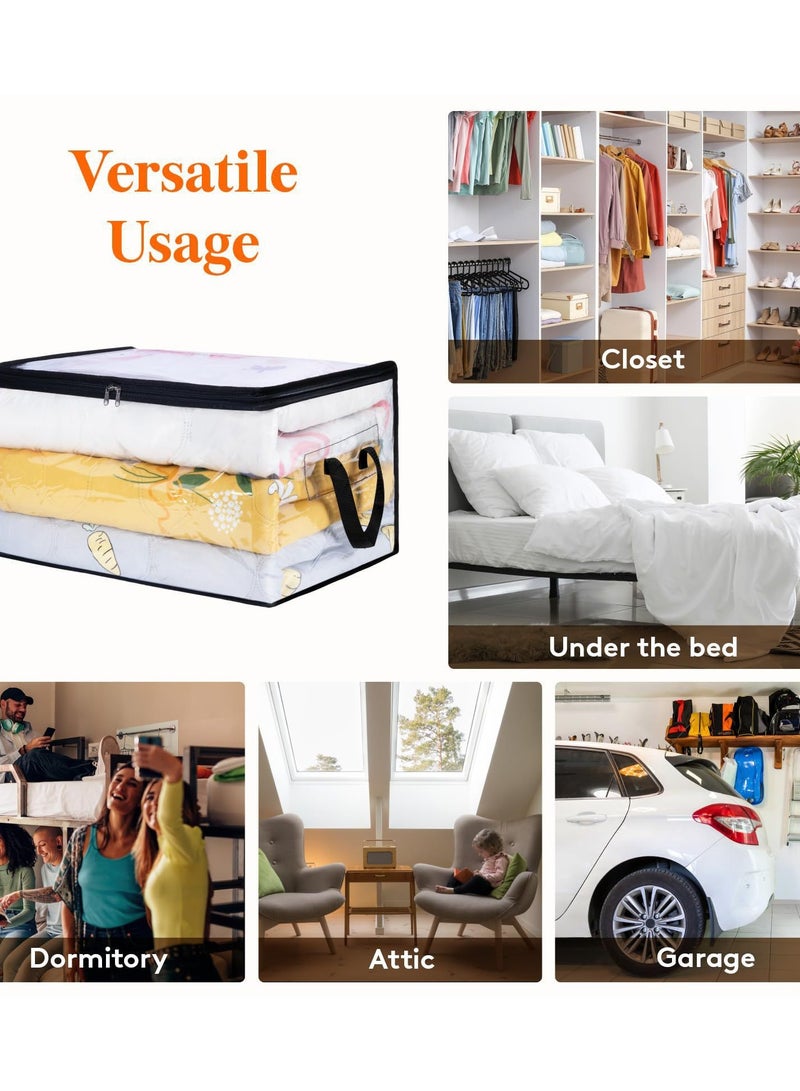 Clear Clothes Storage Bags, 60L Plastic Blanket Vinyl Foldable Moving Bags with Zipper, Closet Organizers and Storage Containers for Bedding, Duvet, Pillow - Image 4