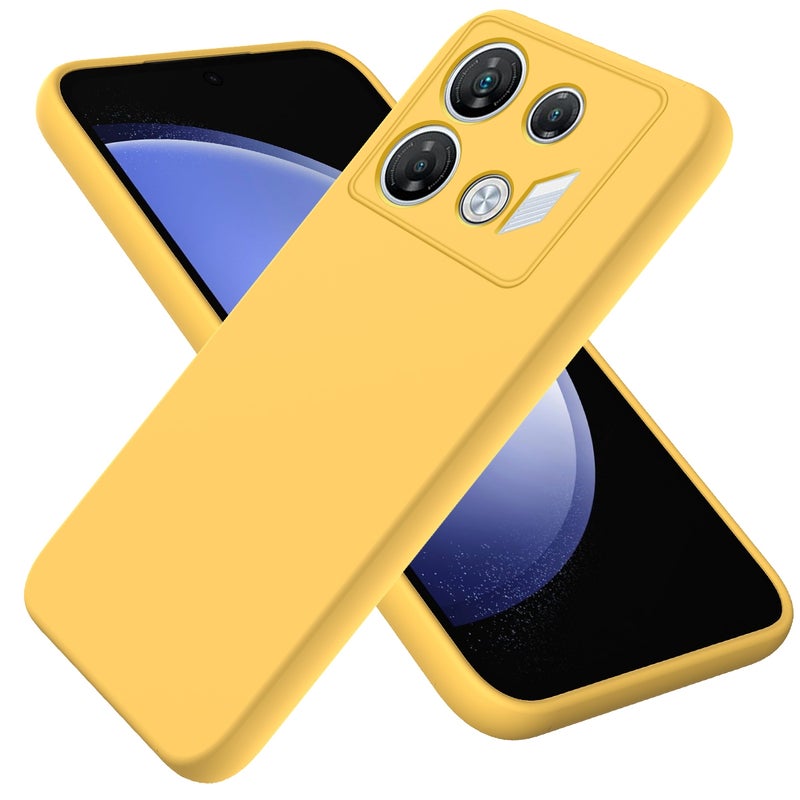 HuHa Case Cover For Infinix GT 10 Pro Solid Color Liquid Silicone Dropproof Full Coverage Phone Case(Yellow) - Image 1