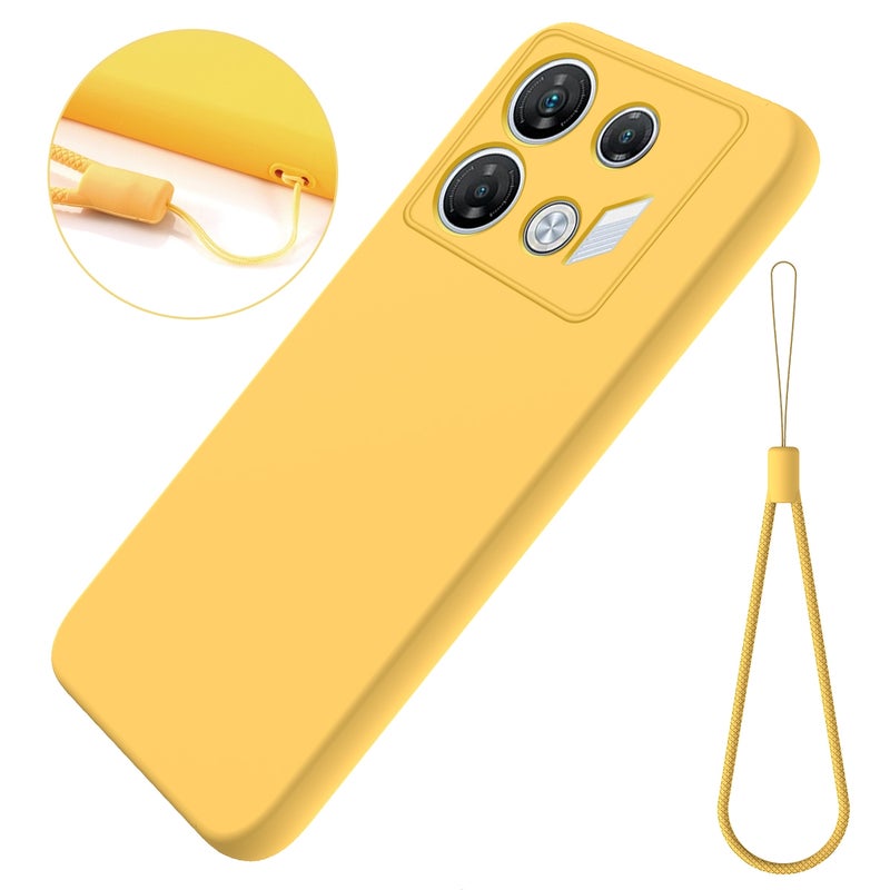 HuHa Case Cover For Infinix GT 10 Pro Solid Color Liquid Silicone Dropproof Full Coverage Phone Case(Yellow) - Image 2