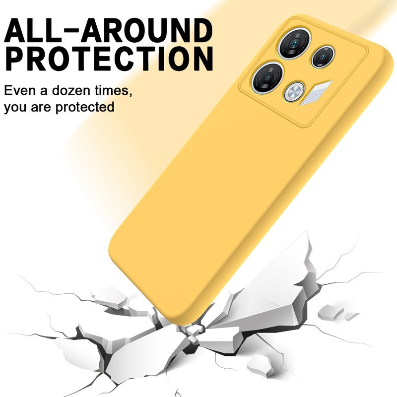 HuHa Case Cover For Infinix GT 10 Pro Solid Color Liquid Silicone Dropproof Full Coverage Phone Case(Yellow) - Image 3