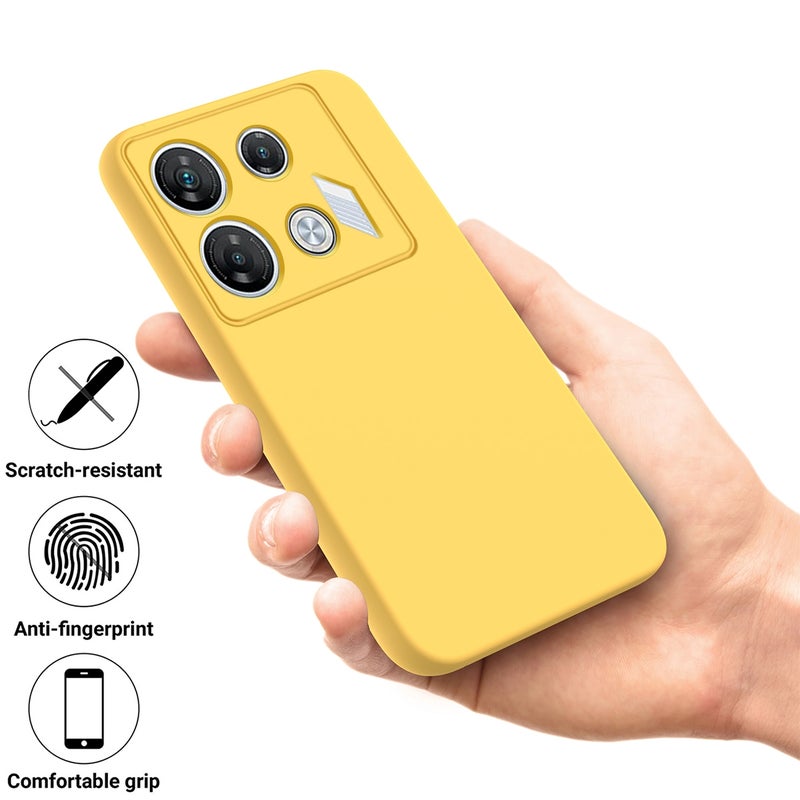 HuHa Case Cover For Infinix GT 10 Pro Solid Color Liquid Silicone Dropproof Full Coverage Phone Case(Yellow) - Image 4