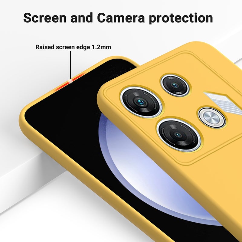 HuHa Case Cover For Infinix GT 10 Pro Solid Color Liquid Silicone Dropproof Full Coverage Phone Case(Yellow) - Image 5