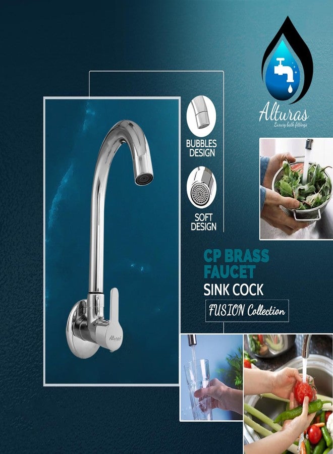 Alturas by Clinton Brass Sink Cock Tap for Kitchen Sink/Sink Faucet with 360 Degree Swivel Spout (Fusion) - Image 4