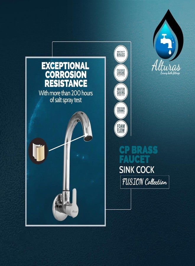 Alturas by Clinton Brass Sink Cock Tap for Kitchen Sink/Sink Faucet with 360 Degree Swivel Spout (Fusion) - Image 5