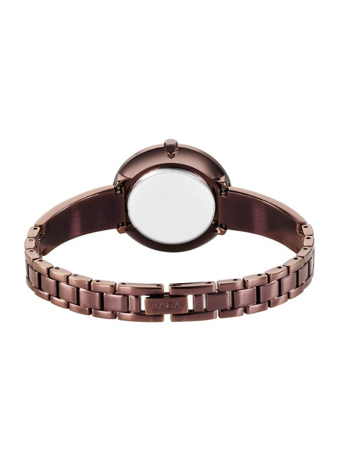 TITAN ساعة رجا شوستوبير للنساء 95276QM01 – قرص بني، حزام معدني بلون الذهب الوردي، حركة كوارتز، ساعة أنيقة وجاهزة كهدية - Image 3