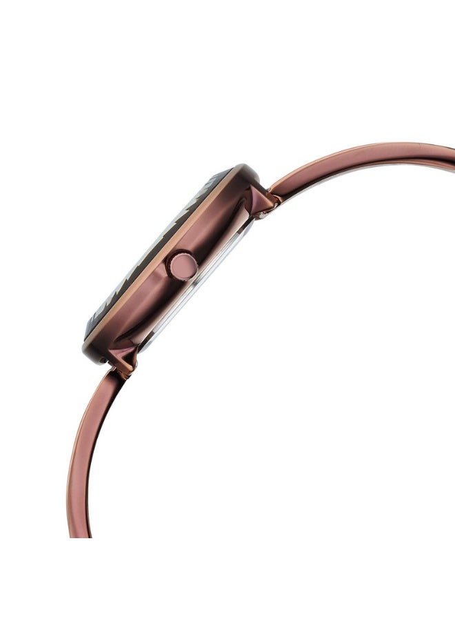 TITAN ساعة رجا شوستوبير للنساء 95276QM01 – قرص بني، حزام معدني بلون الذهب الوردي، حركة كوارتز، ساعة أنيقة وجاهزة كهدية - Image 2