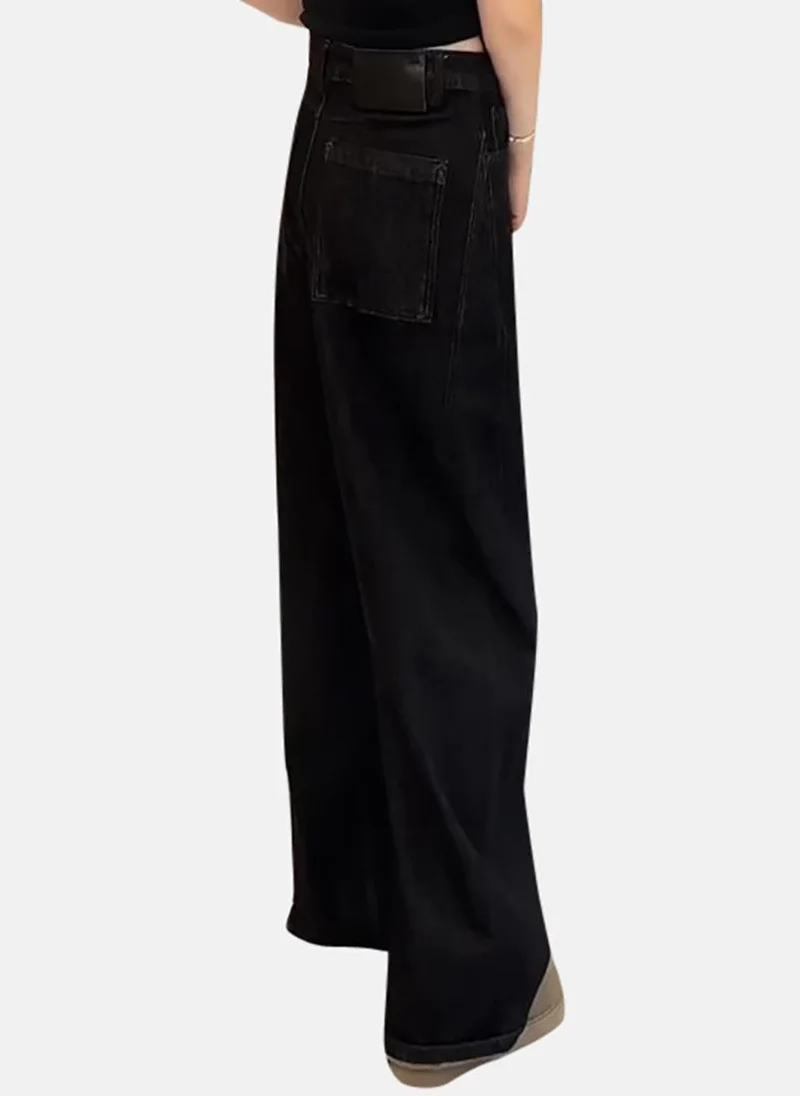 YUNIQEE Black Solid High Rise Relaxed Bootcut & Flared Jeans