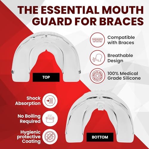 SAFE GRIN SafeGrin Transparent Braces Mouth Guard for Braces for Sports - Premium Silicone Teens & Youth Upper & Lower Teeth Protection for Sports - Football, Lacrosse, Hockey, Baseball - Image 5