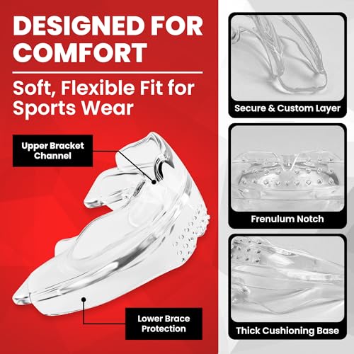 SAFE GRIN SafeGrin Transparent Braces Mouth Guard for Braces for Sports - Premium Silicone Teens & Youth Upper & Lower Teeth Protection for Sports - Football, Lacrosse, Hockey, Baseball - Image 4