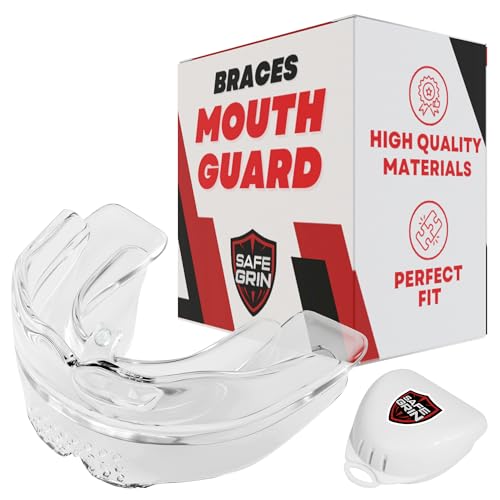 SAFE GRIN SafeGrin Transparent Braces Mouth Guard for Braces for Sports - Premium Silicone Teens & Youth Upper & Lower Teeth Protection for Sports - Football, Lacrosse, Hockey, Baseball - Image 1