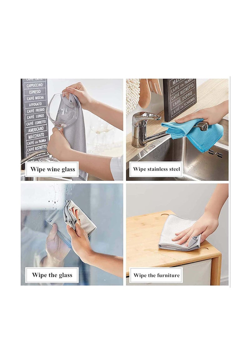 SYOSI Fish Scale Rag, 10 Pcs Wave Pattern Fish Scale Cloth Rag, Cleaning Cloth, Reusable Household Cleaning Rag, for Windows Cars Mirrors Stainless Steel Cleaning Housework  - Image 4