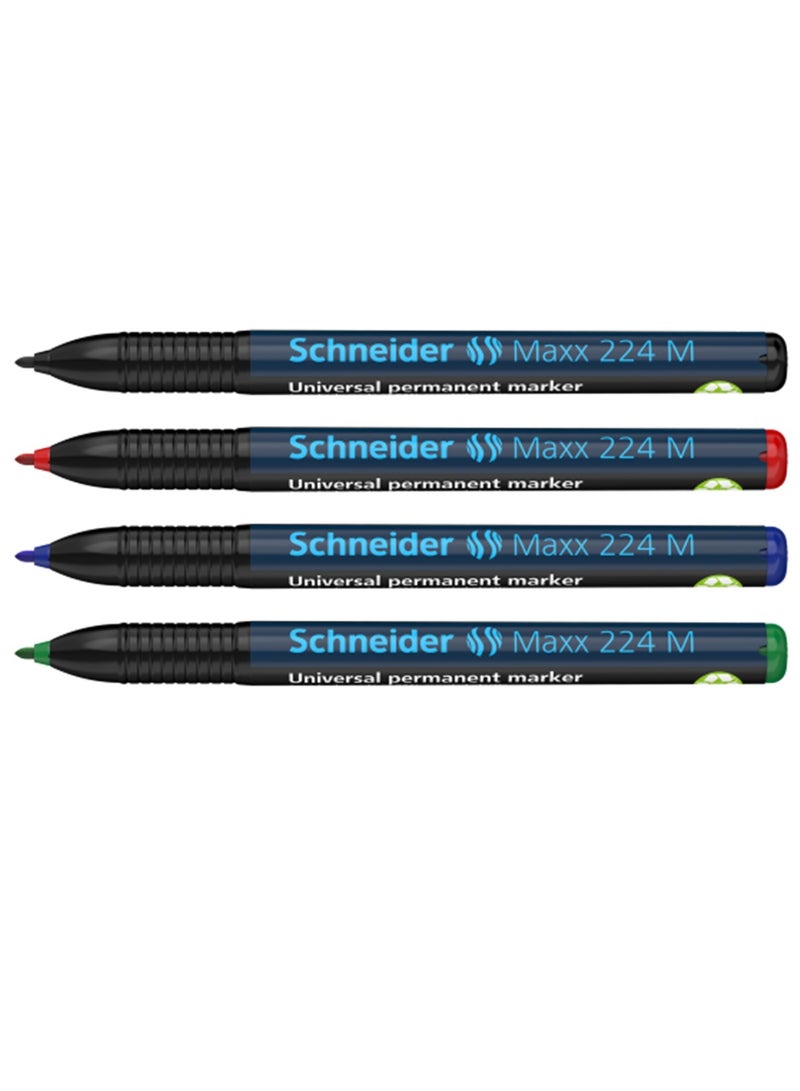 Schneider 4-Piece Maxx 224M Universal Permanent Marker 1.0mm Round Tip Multicolour - Image 3